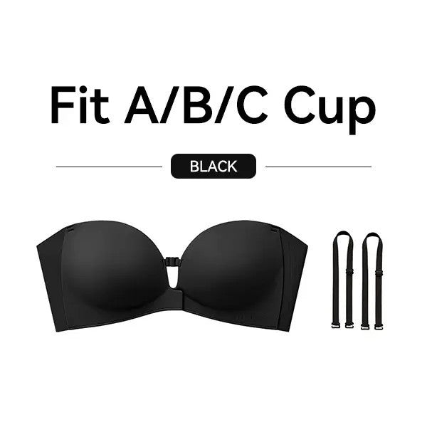 Plus Size Strapless Front Closure Bra for Women, Non-Slip Wireless Push Up Supportive Seamless Padded Underwear